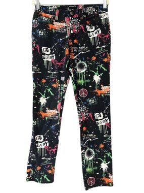 Vitriol Deface Printed Pants Men’s Black Graphic Streetwear Twill Jeans